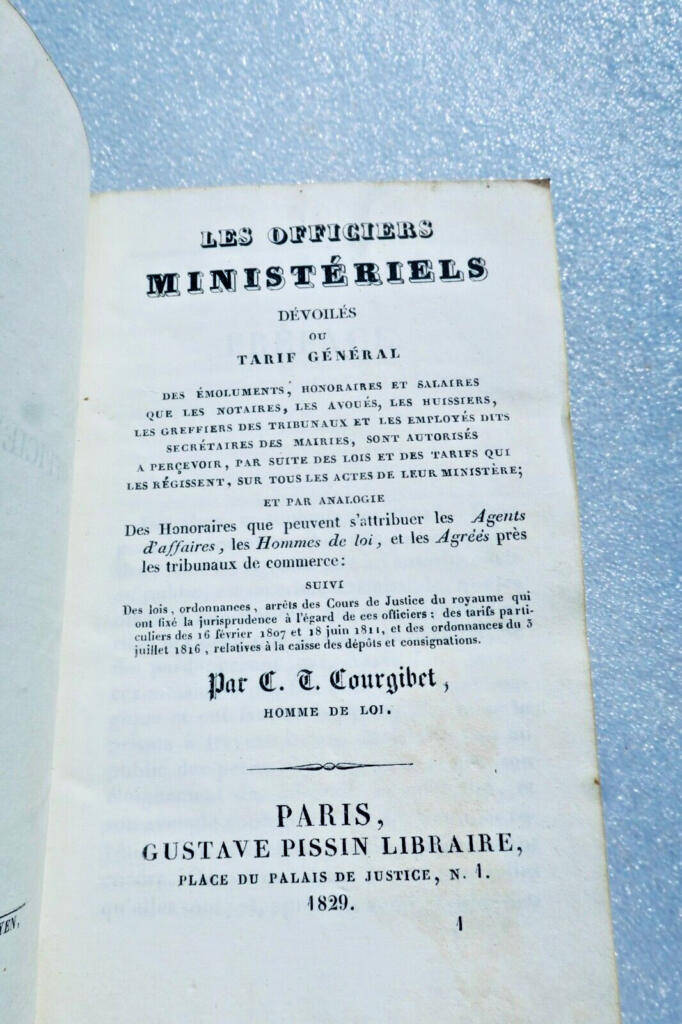 Revealed Ministerial Officers Or General Tariff 1829 Pissin
