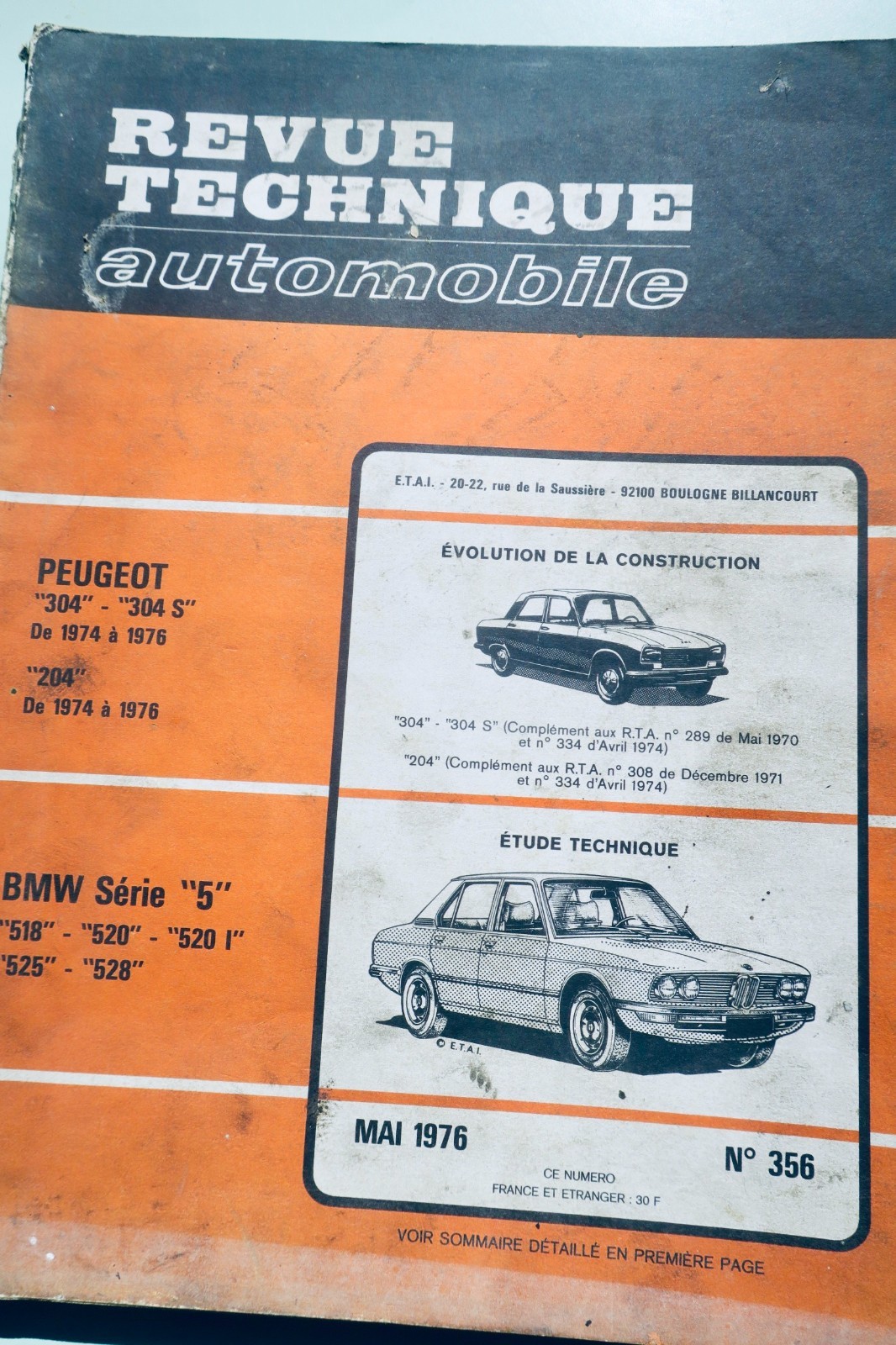 REVUE TECHNIQUE AUTOMOBILE N° 356 PEUGEOT 304..BMW série 5 1976, in-4 (livre, vue 2 sur 9)