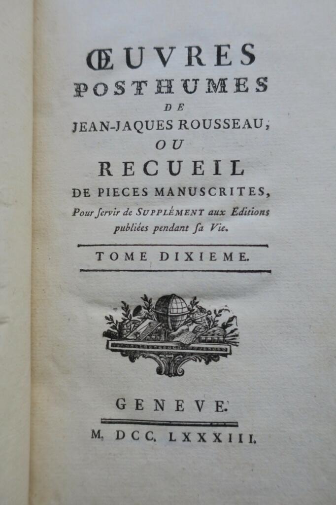 ROUSSEAU Oeuvres Posthumes 1783