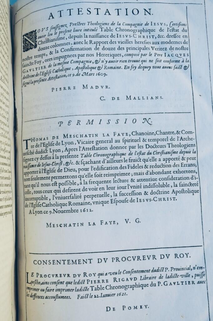 table chronographique de l’estat du christianisme 1621