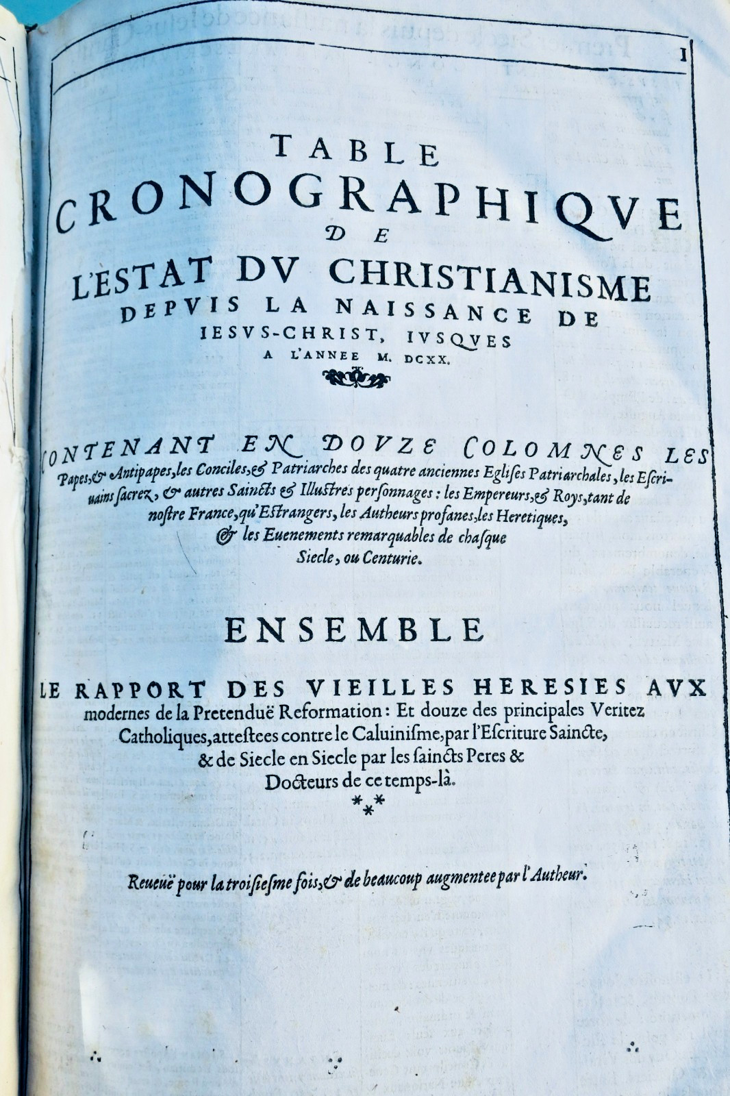 table chronographique de l'estat du christianisme 1621 (vue 2 sur 9)