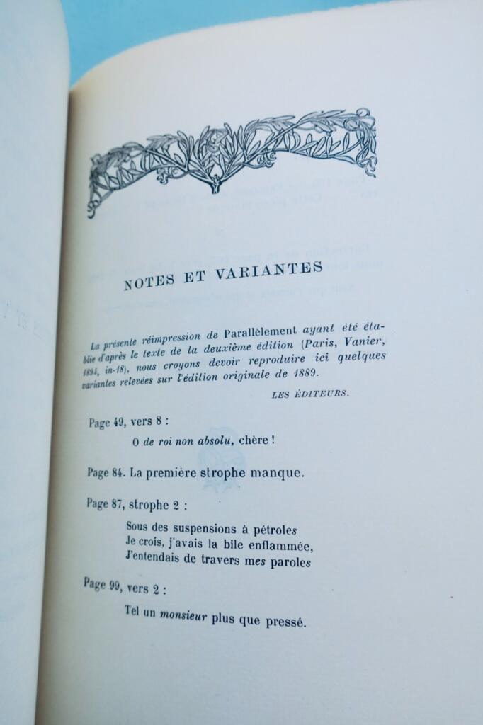 VERLAINE Paul PARALLÈLEMENT ex- sur Rives