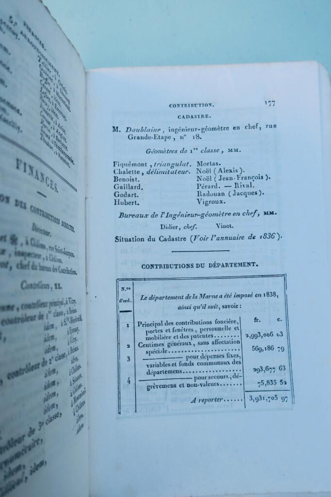 ANNUAIRE OU ALMANACH DU DÉPARTEMENT DE LA MARNE, POUR L’ANNÉE 1839