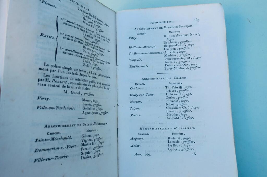 ANNUAIRE OU ALMANACH DU DÉPARTEMENT DE LA MARNE, POUR L’ANNÉE 1839