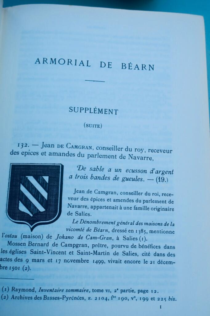 béarn DUFAU DE MALUQUER Armorial de Béarn 1696 -1701