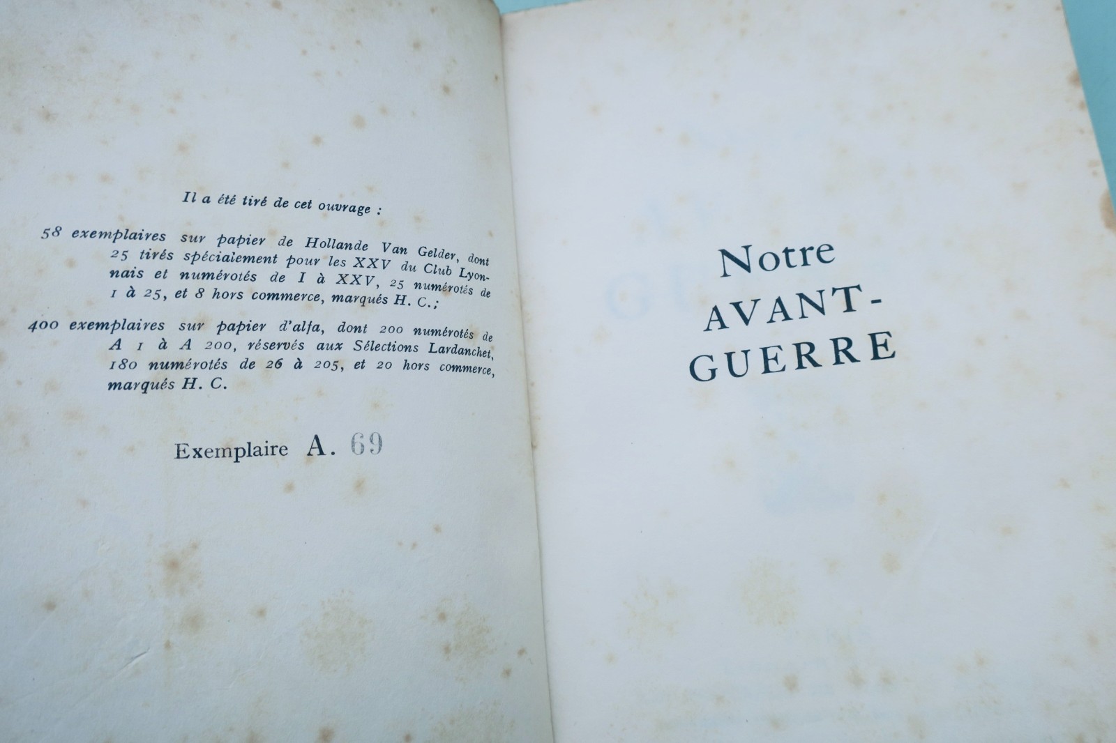 Brasillach (Robert) Notre avant guerre 1941 sur Alfa, in-12 (livre ancien, vue 2 sur 7)