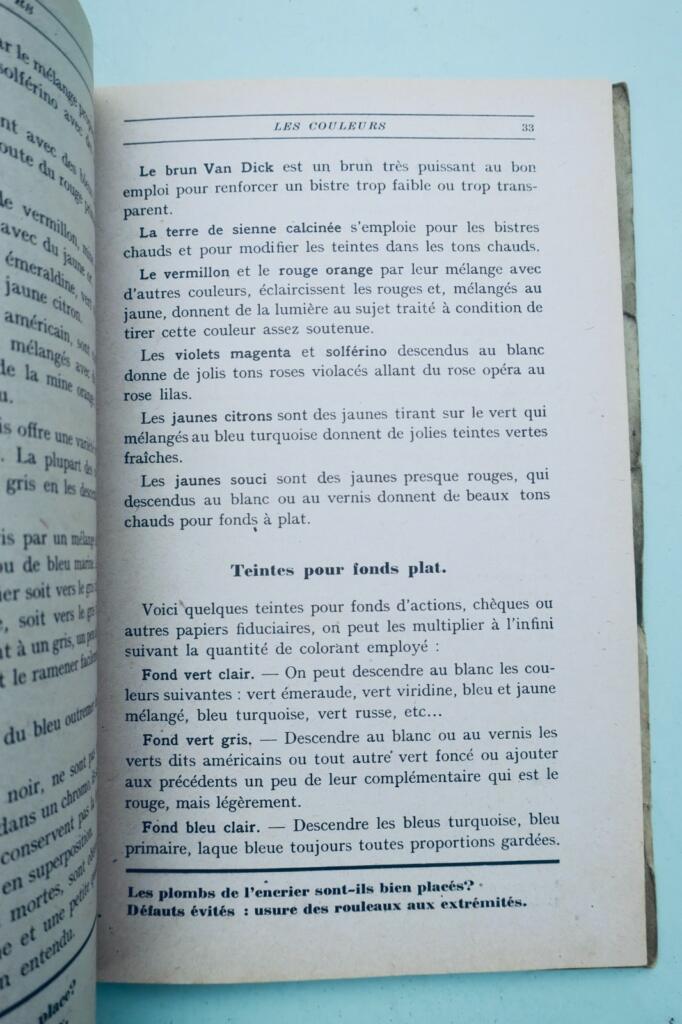 couleurs dans l'Impression. Gammes - Mélanges - Mise en Train - tirages 1944