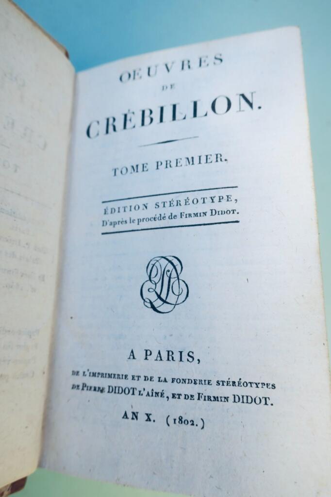 Crébillon. Werke von Crébillon 1802 Didot stereoty