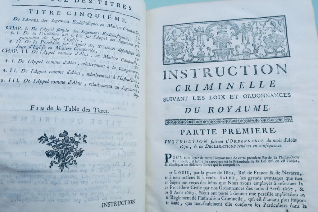 犯罪法典 Muyart de Vouglans INSTRUCTION CRIMINELLE, SUIVANT LES LOIX ET 1767