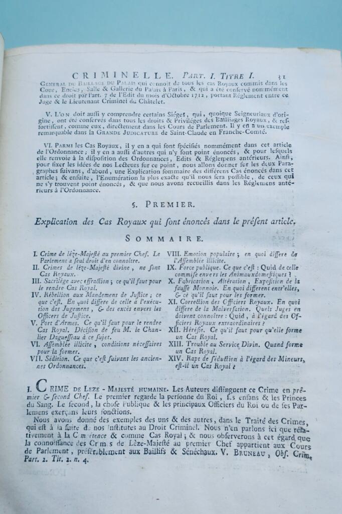 犯罪法典 Muyart de Vouglans INSTRUCTION CRIMINELLE, SUIVANT LES LOIX ET 1767