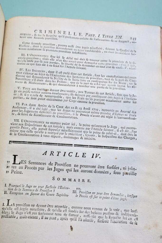犯罪法典 Muyart de Vouglans INSTRUCTION CRIMINELLE, SUIVANT LES LOIX ET 1767