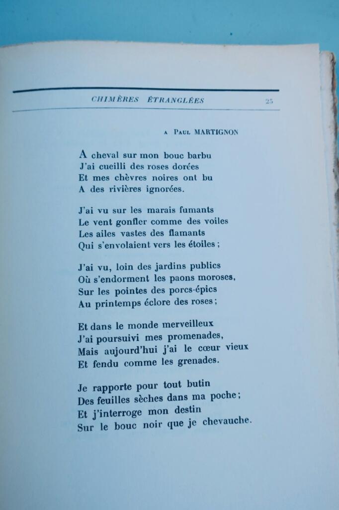 DEREME (Tristan) Le poème des chimères étranglées 1921