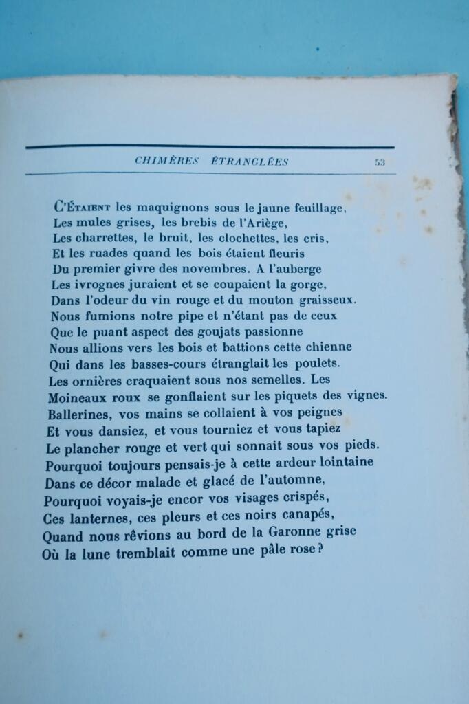 DEREME (Tristan) Le poème des chimères étranglées 1921