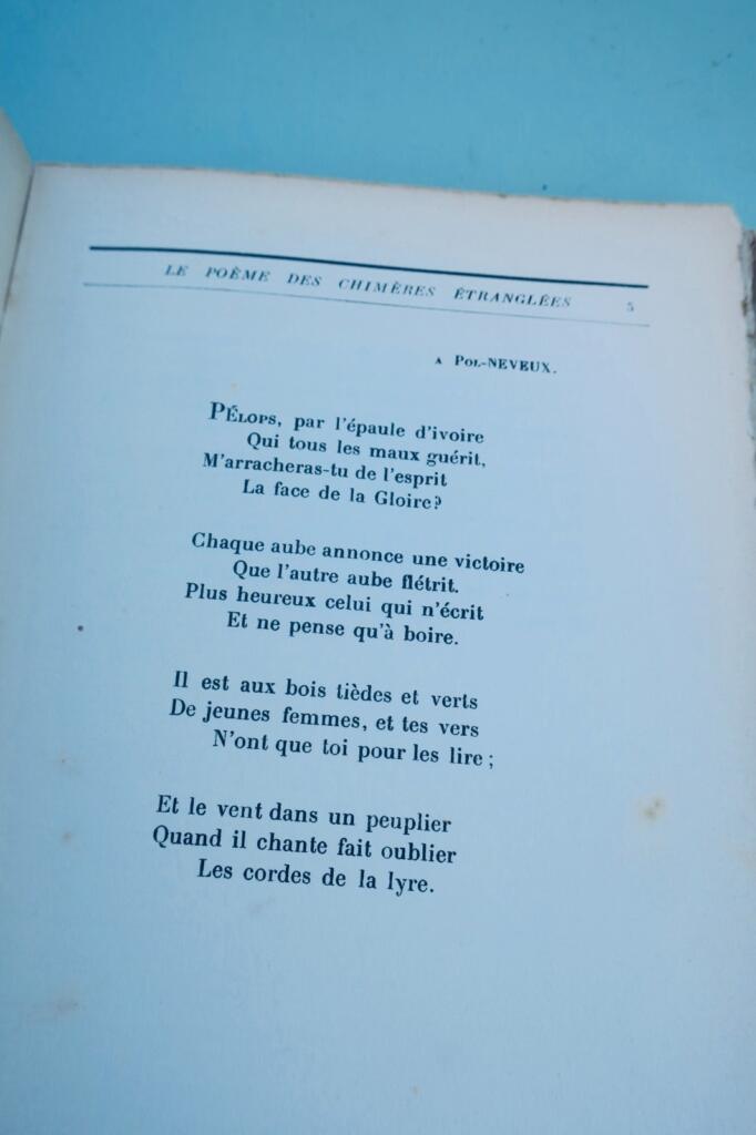 DEREME (Tristan) Le poème des chimères étranglées 1921