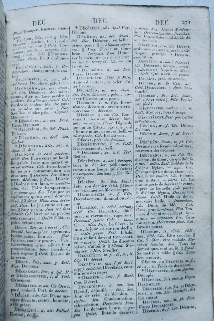 latin Dictionnaire Latin-Francais 1822