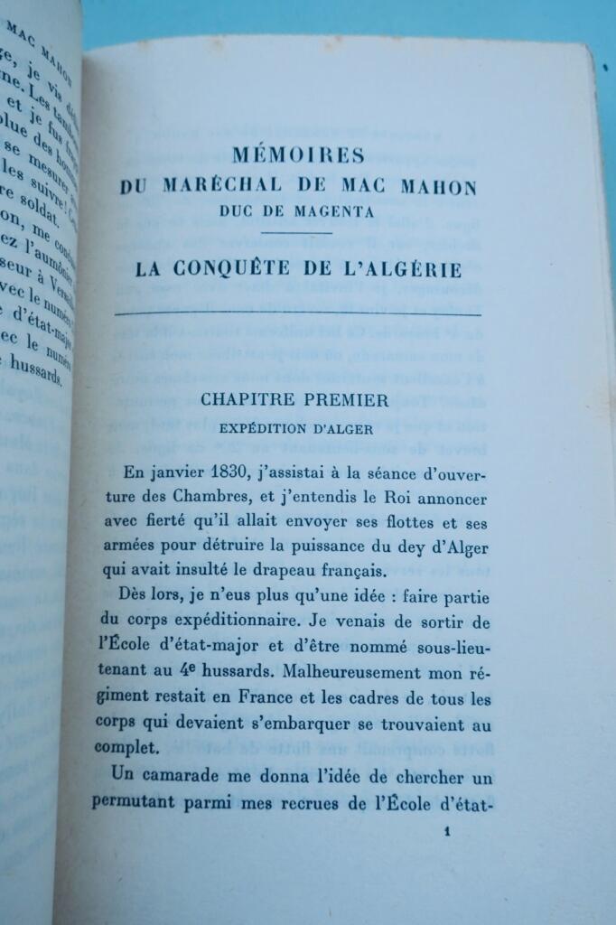 MAC-MAHON Mémoires du Maréchal de Mac-Mahon Duc de Megenta. Souvenirs d’Algérie