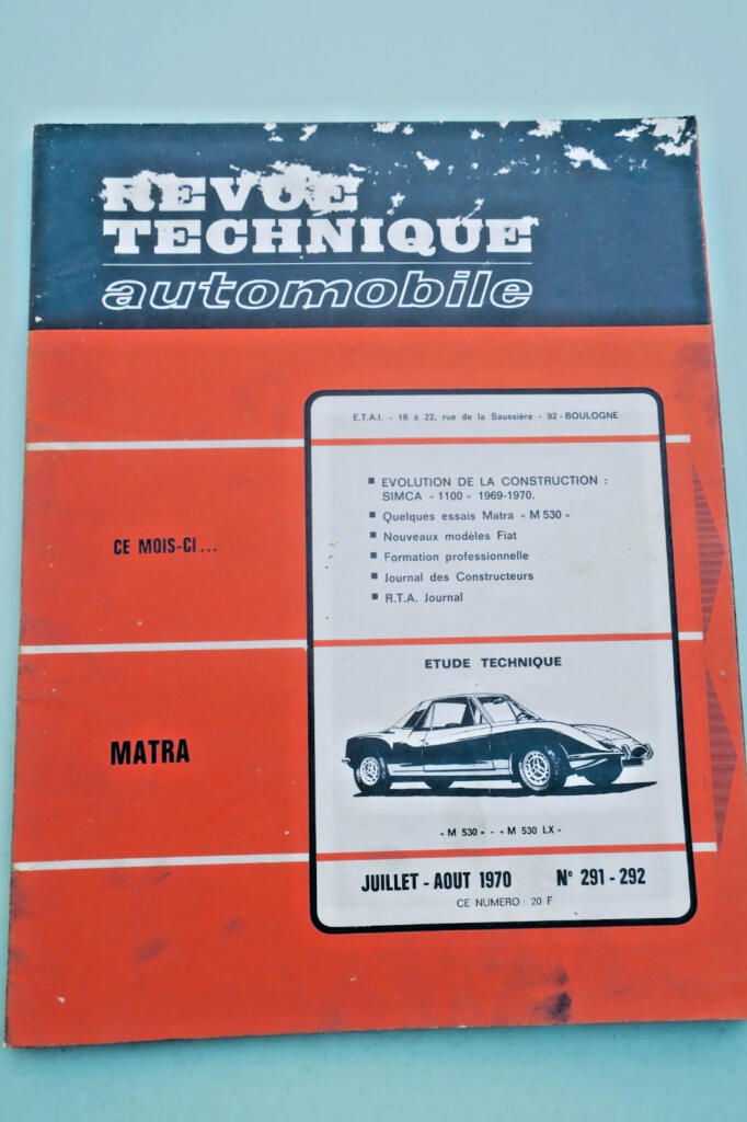 matra 汽车技术评论. 1970. 第291 - 292期. Matra M 530 LX