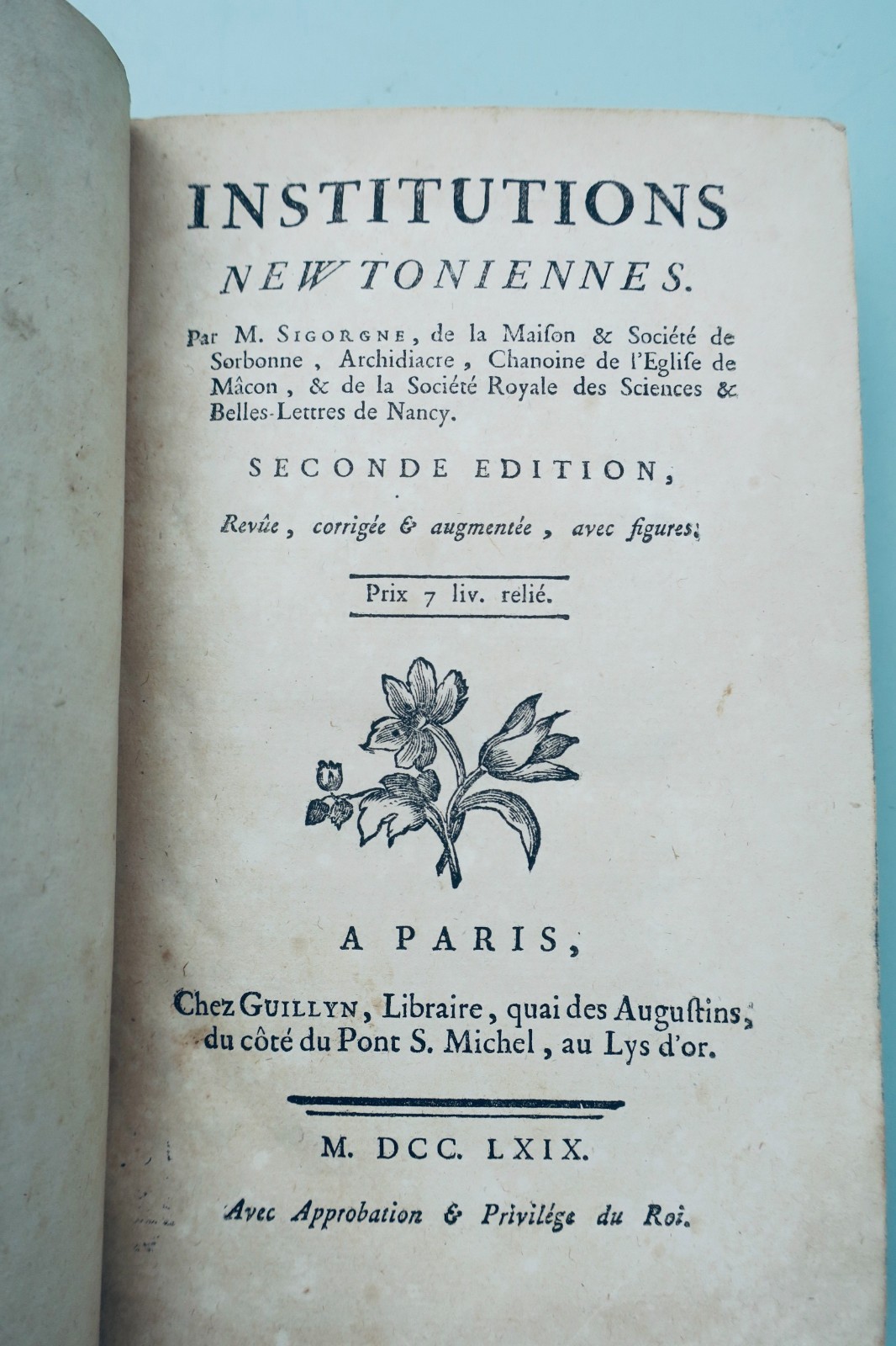 牛顿 著 SIGORGNE《牛顿学说》1769年版