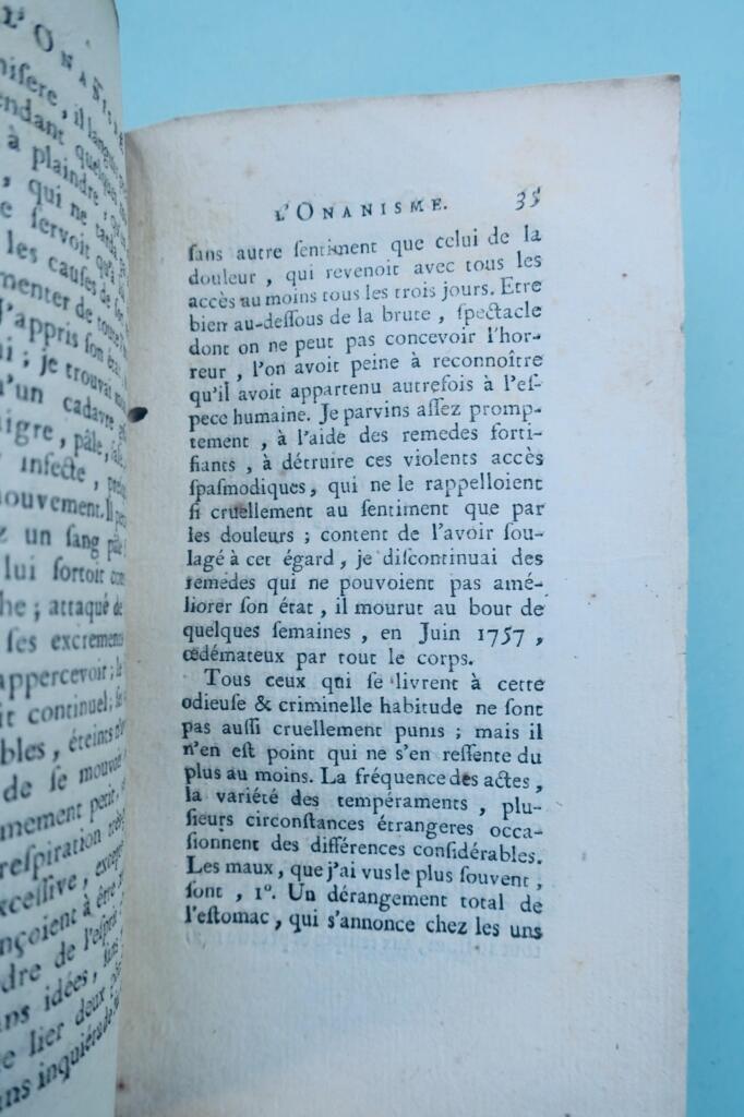 Tissot. 自慰。自慼によって生じる疾患に関する論考 1766年