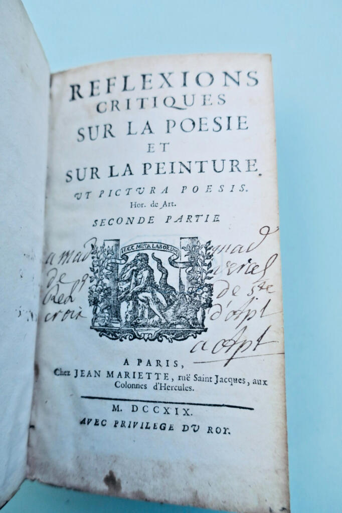 reflexions critiques sur la poesie et sur la Peinture 1719