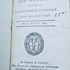 révolution Collection générale des décrets rendus par l'assemblée nationale 1790