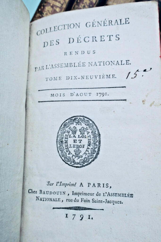 révolution Collection générale des décrets rendus par l’assemblée nationale 1790