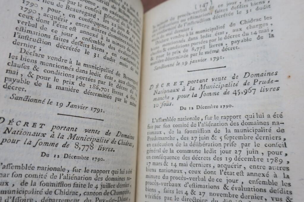 révolution Collection générale des décrets rendus par l’assemblée nationale 1790