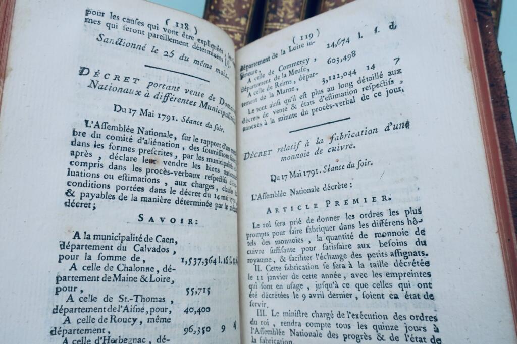révolution Collection générale des décrets rendus par l’assemblée nationale 1790