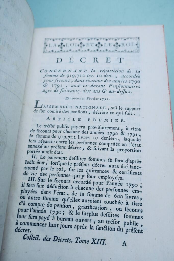 révolution Collection générale des décrets rendus par l’assemblée nationale 1790