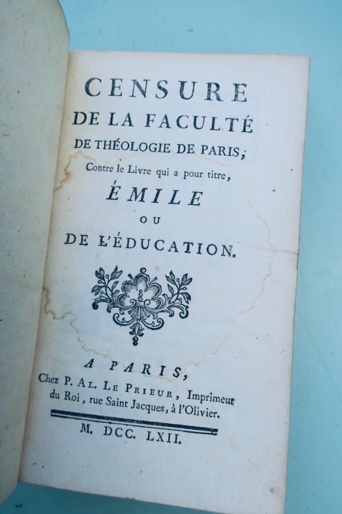 Faculty of Theology Censure against the book titled Emile