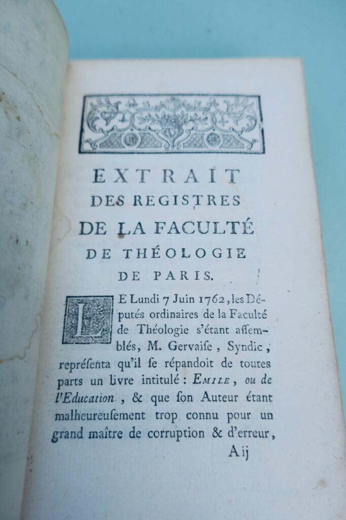 Faculty of Theology Censure against the book titled Emile