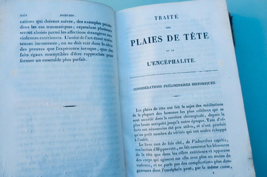 tête Traité des plaies de tête et de l'encéphalite VAL DE GRÂCE 1835