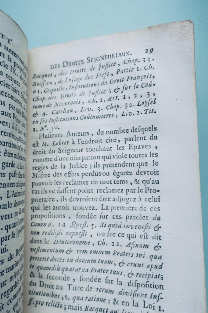 TRAITÉ DES DROITS SEIGNEURIAUX ET DES MATIÈRES FÉODALES 1745