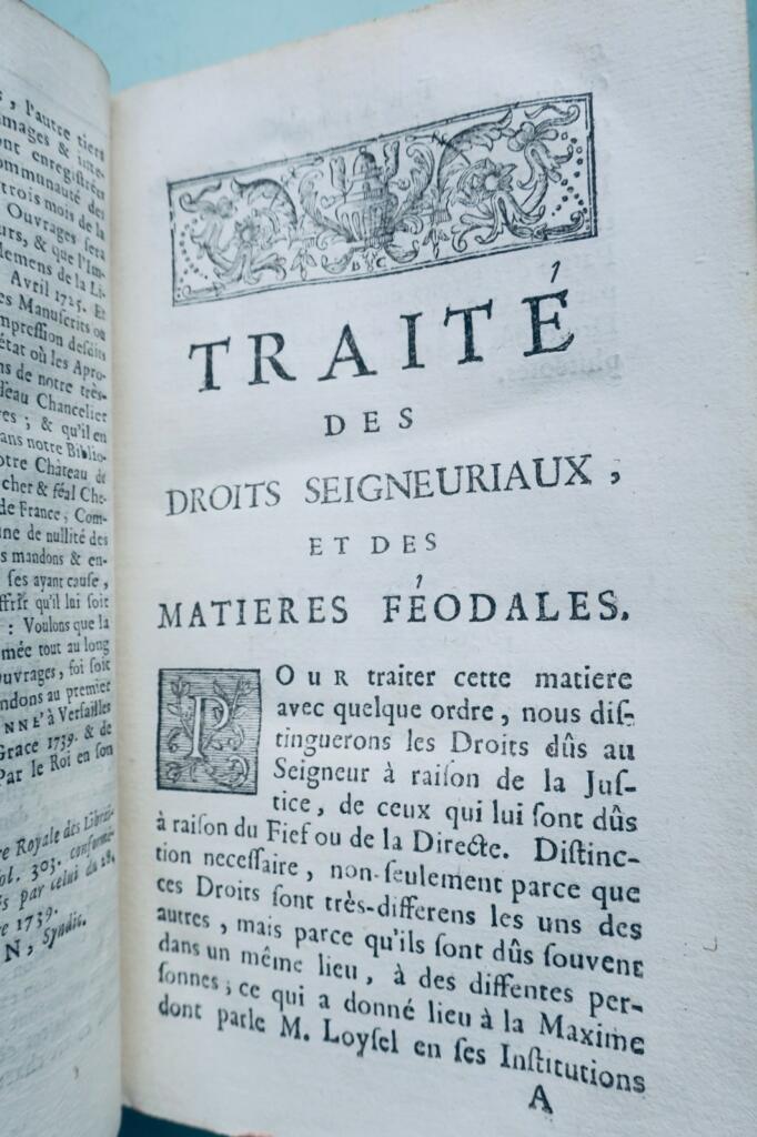 TRAITÉ DES DROITS SEIGNEURIAUX ET DES MATIÈRES FÉODALES 1745
