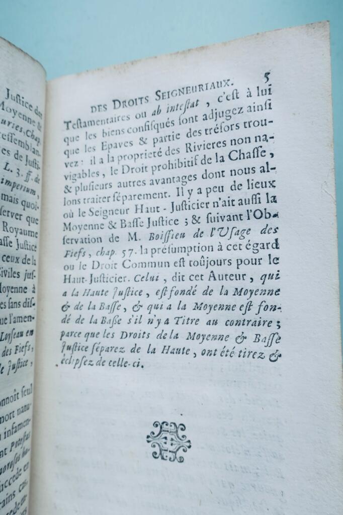 TRAITÉ DES DROITS SEIGNEURIAUX ET DES MATIÈRES FÉODALES 1745