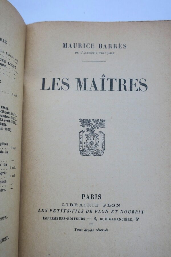 BARRES MAURICE LES MAITRES  1927 – Image 7