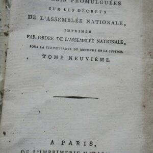 Collection.. des lois promulguées sur les décrets de l'assemblée nationale 1791