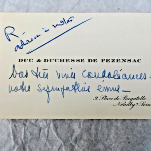 Duc et duchesse de FEZENSAC carte de viste