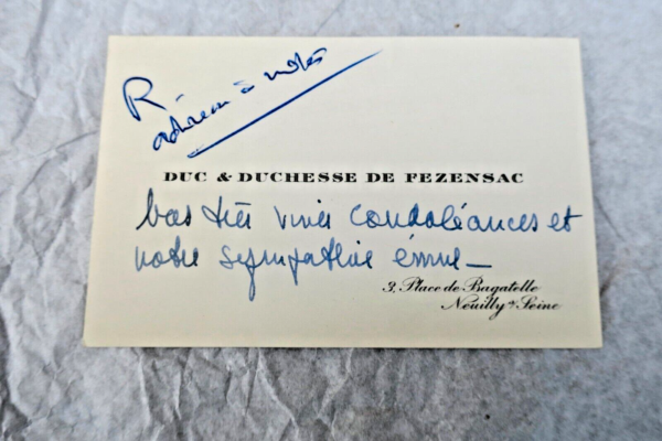 Duc et duchesse de FEZENSAC carte de viste