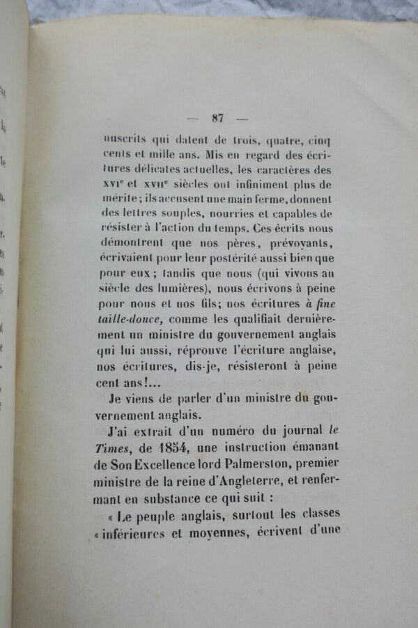 Ecriture HISTORIQUE DE L'ART D'ECRIRE 1857 – Image 3