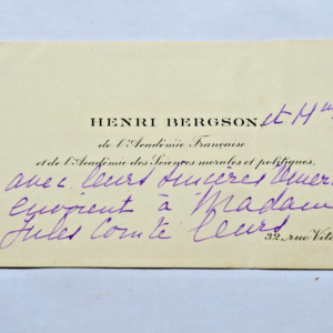 Henri Bergson belle carte autographe manuscrite