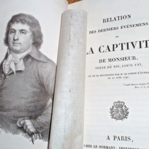 Louis XVI captivité de Monsieur frère du roi.. comte d'Avaray 1791