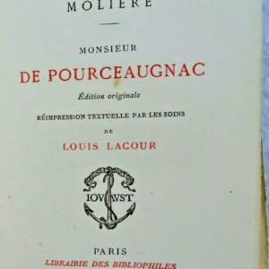 Molière Monsieur de Pourceaugnac sur vergé 1876