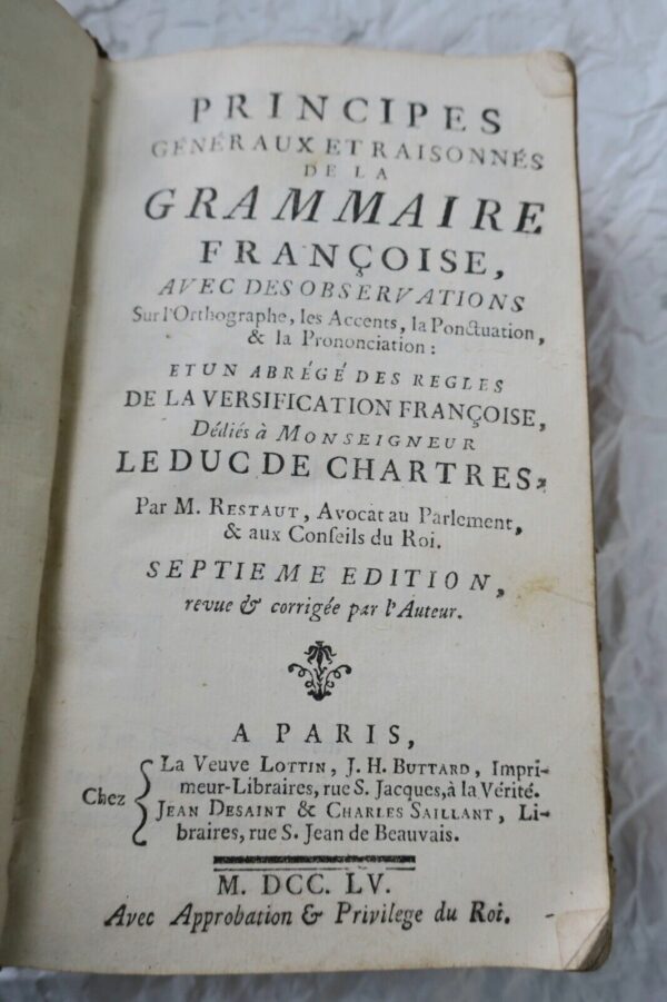 Principes généraux et raisonnés de la grammaire françoise 1755 – Image 3