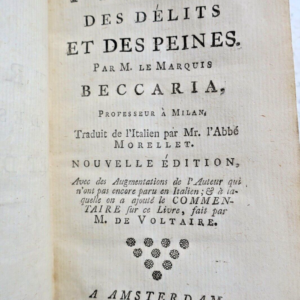 BECCARIA Traité des délits et des Peines 1771
