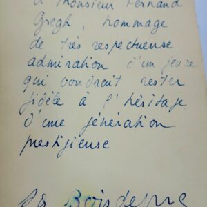 Boisdeffre Métamorphose de la littérature de Barrès à Malraux + dédicace
