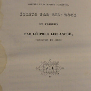 CELLINI (BENVENUTO) Mémoires de Benvenuto Cellini