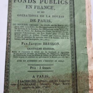 Des fonds publics en France et des opérations de la bourse de Paris 1821