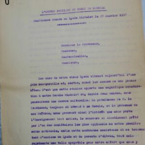 Henry de Régnier conférence tapuscrite de Maurice Druon Lycée Michelet