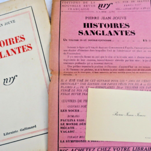 JOUVE (Pierre Jean) Histoires sanglantes Gallimard